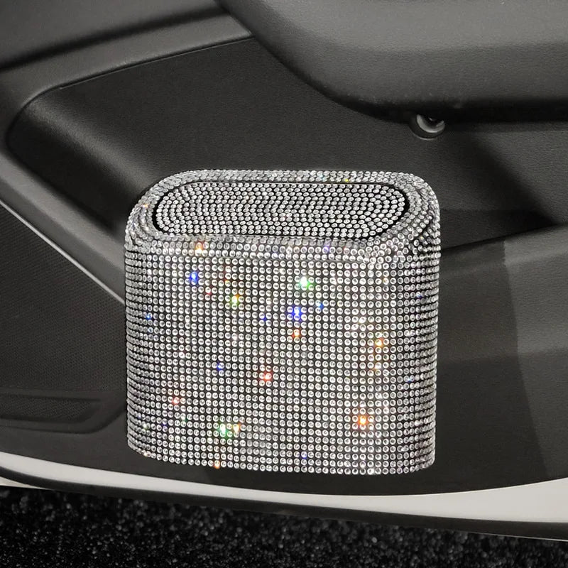 Supzcws Car Rhinestone Trash Can - Glamorous Utility for Your Vehicle