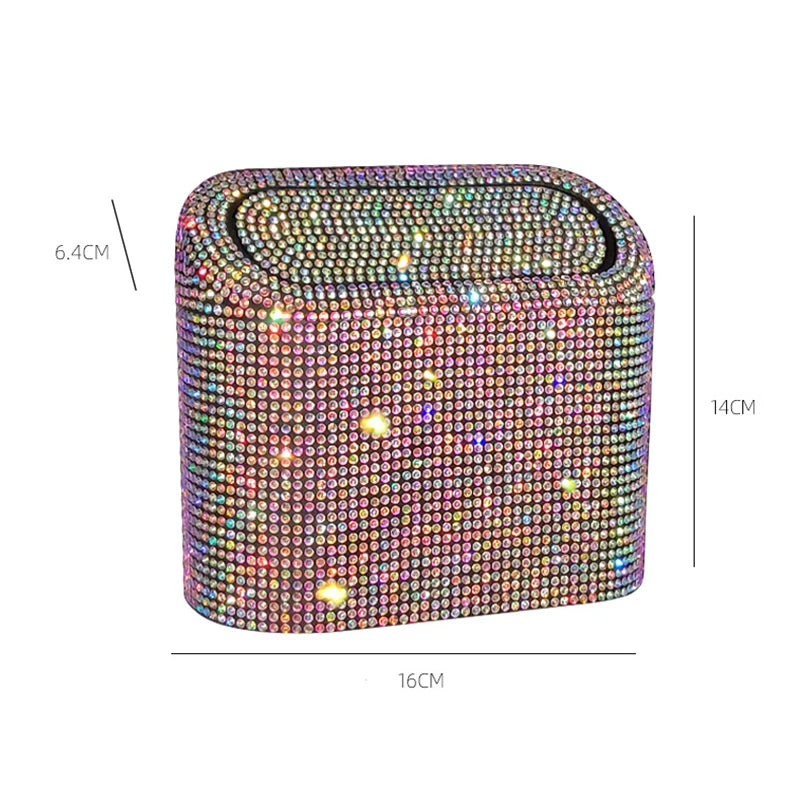 Supzcws Car Rhinestone Trash Can - Glamorous Utility for Your Vehicle