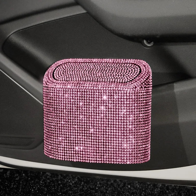 Supzcws Car Rhinestone Trash Can - Glamorous Utility for Your Vehicle