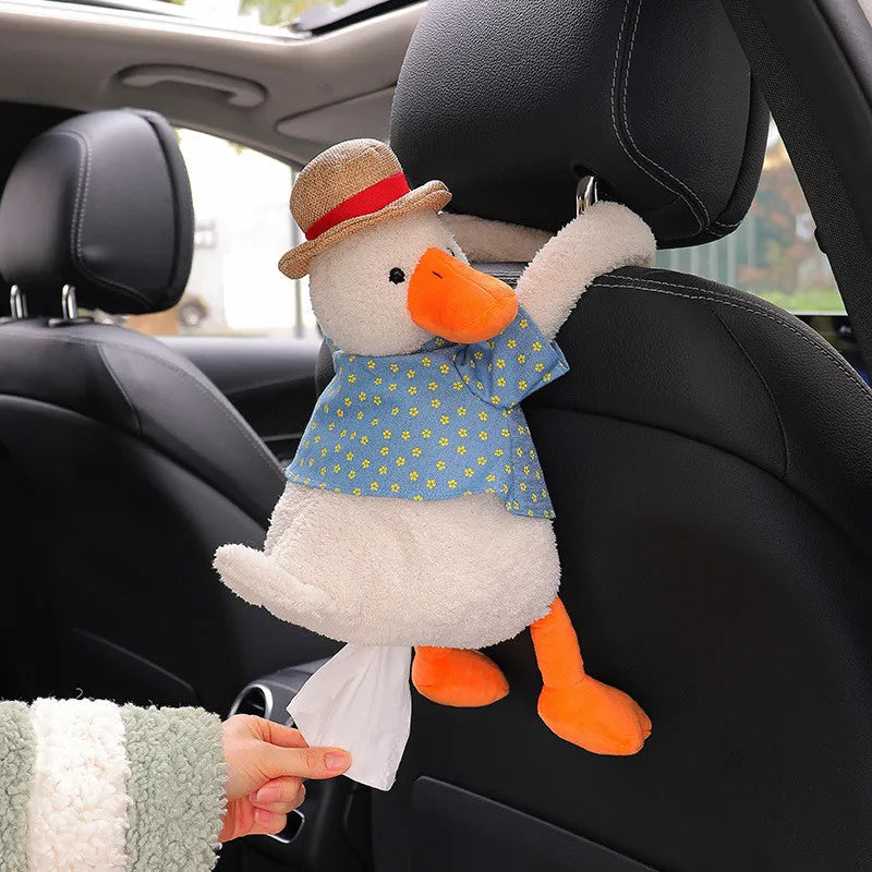 Cuddly Duck Plush Car Tissue Box Holder