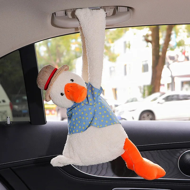 Cuddly Duck Plush Car Tissue Box Holder