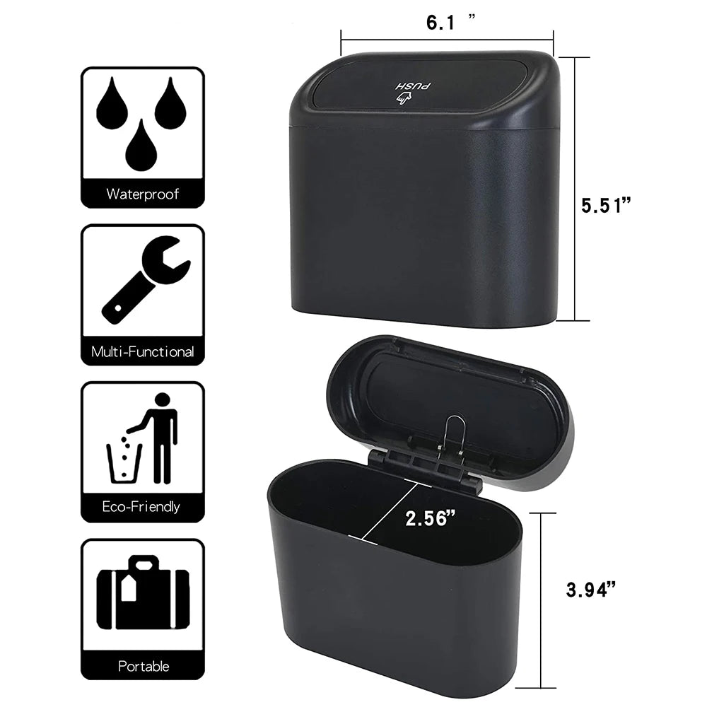 Compact Hanging Mini Car Trash Can with Lid