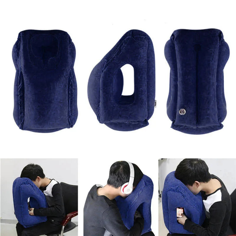 ErgoComfort Inflatable Air Travel Pillow with Chin Support