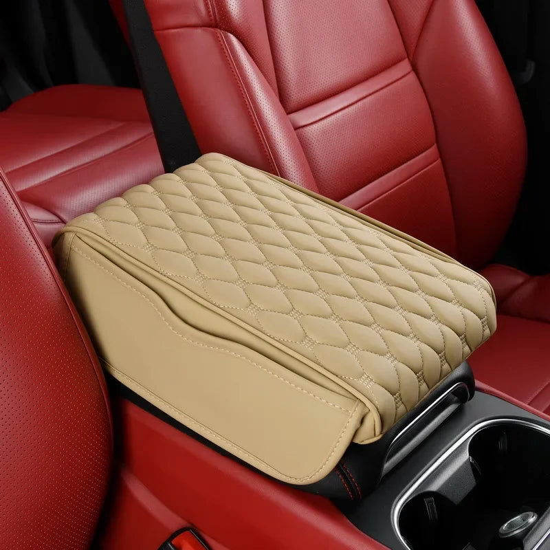 PU Leather Car Armrest Mat with Storage Bag
