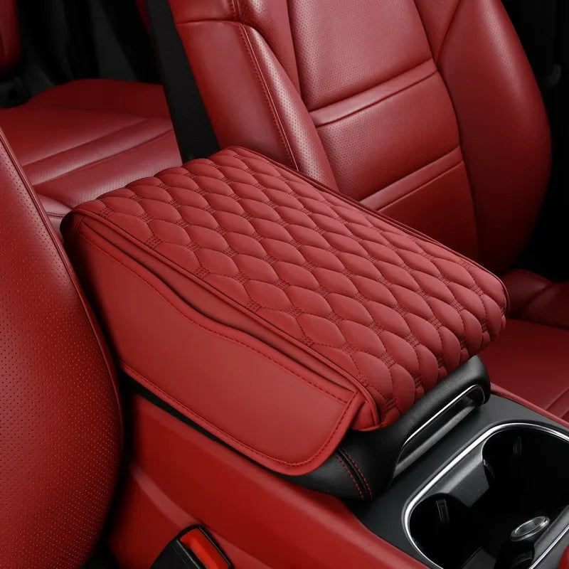 PU Leather Car Armrest Mat with Storage Bag