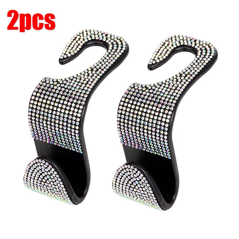 2Pcs Bling Diamond Car Seat Back Hook Hanger