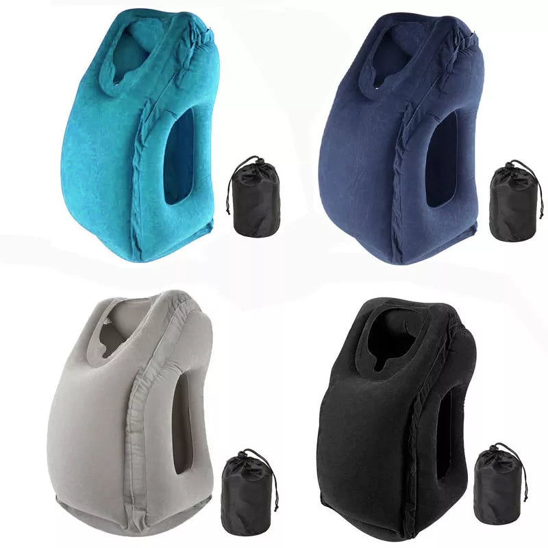 ErgoComfort Inflatable Air Travel Pillow with Chin Support