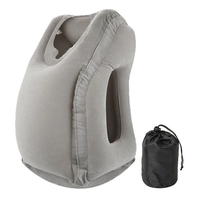 ErgoComfort Inflatable Air Travel Pillow with Chin Support