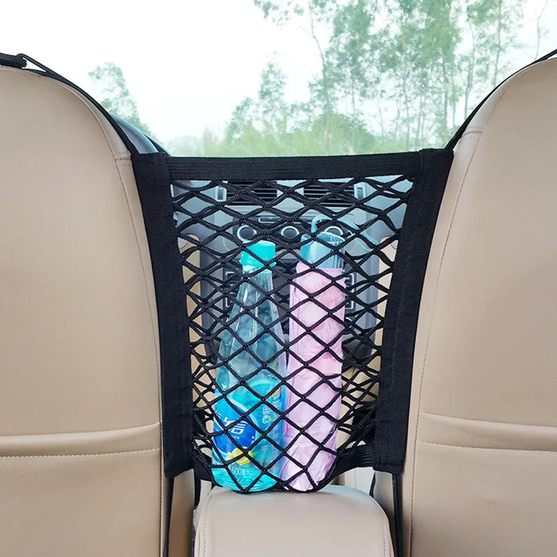 3-Layer Car Storage Net Bag - Stretchable Elastic Mesh Organizer