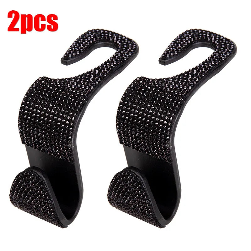 2Pcs Bling Diamond Car Seat Back Hook Hanger