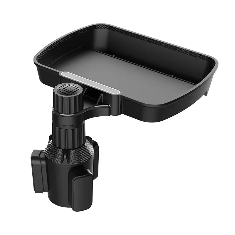Adjustable Dual Cup Holder Tray with 360° Rotating Base for Cars