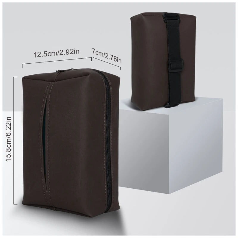 SEAMETAL Nappa Leather Car Tissue Box Holder with Fix Strap