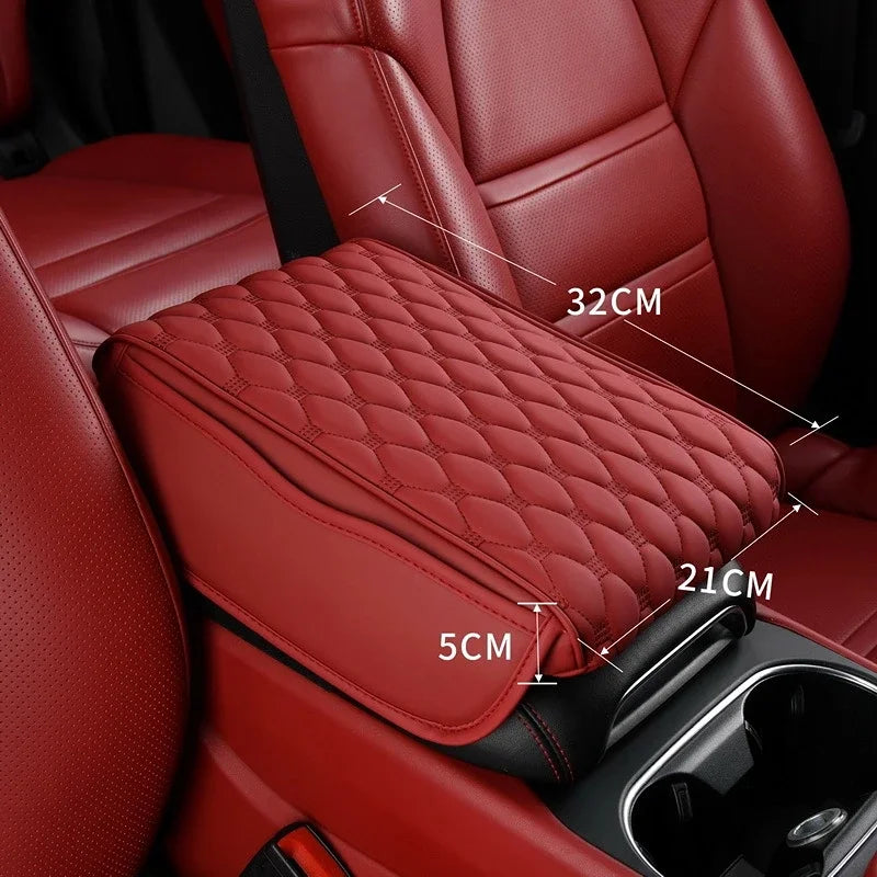 PU Leather Car Armrest Mat with Storage Bag