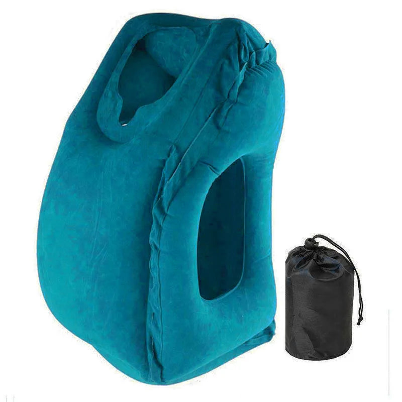 ErgoComfort Inflatable Air Travel Pillow with Chin Support