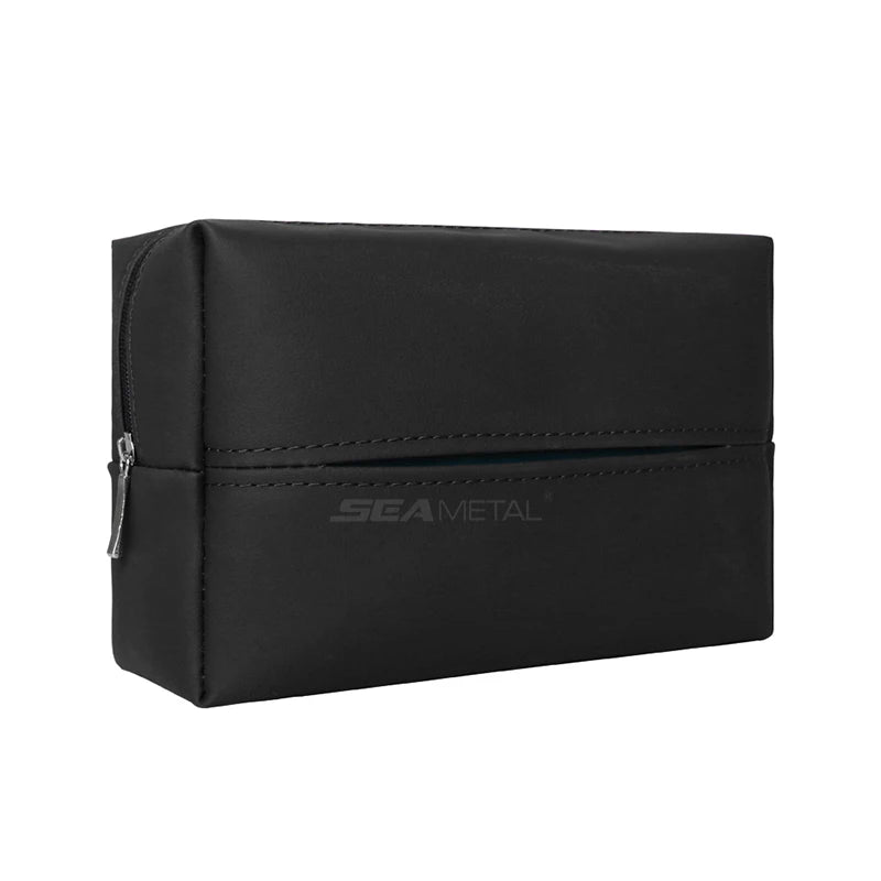SEAMETAL Nappa Leather Car Tissue Box Holder with Fix Strap