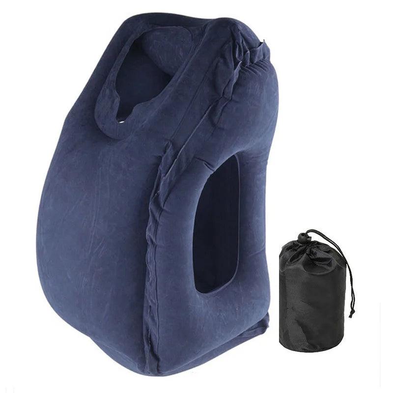 ErgoComfort Inflatable Air Travel Pillow with Chin Support