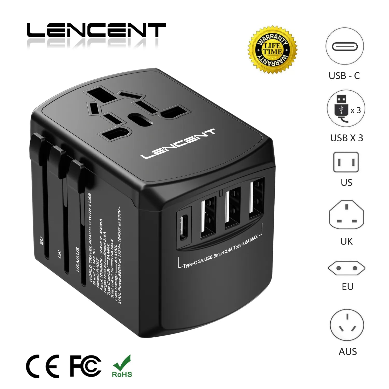 LENCENT Universal Travel Adapter - Your Essential Companion for Global Travel