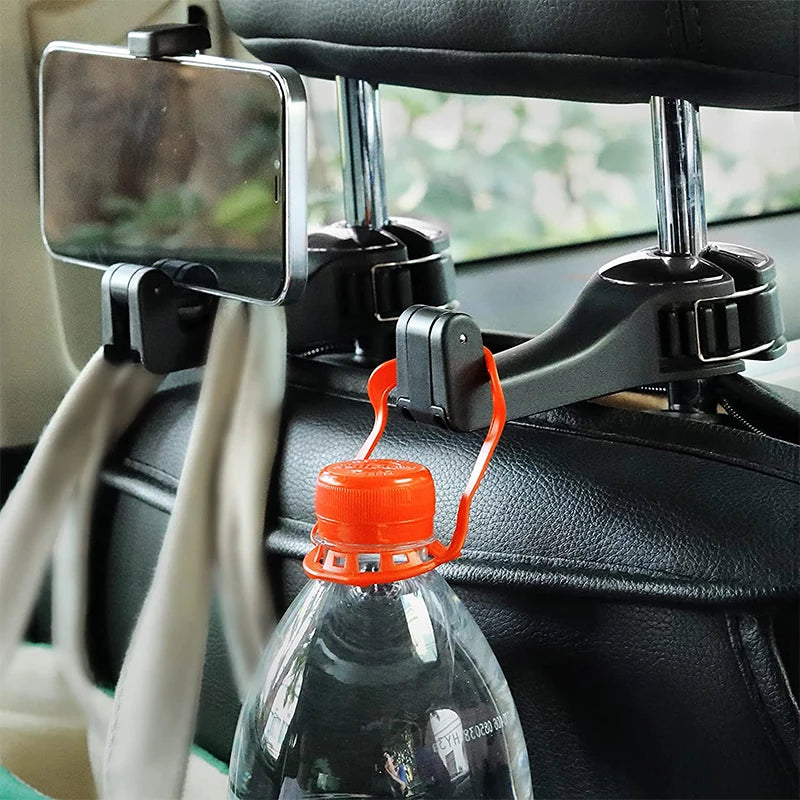 2 in 1 Car Phone Holder and Headrest Hook - Streamlined Storage and Viewing