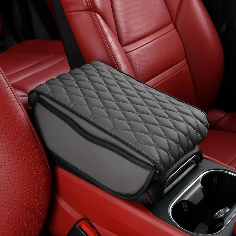 PU Leather Car Armrest Mat with Storage Bag